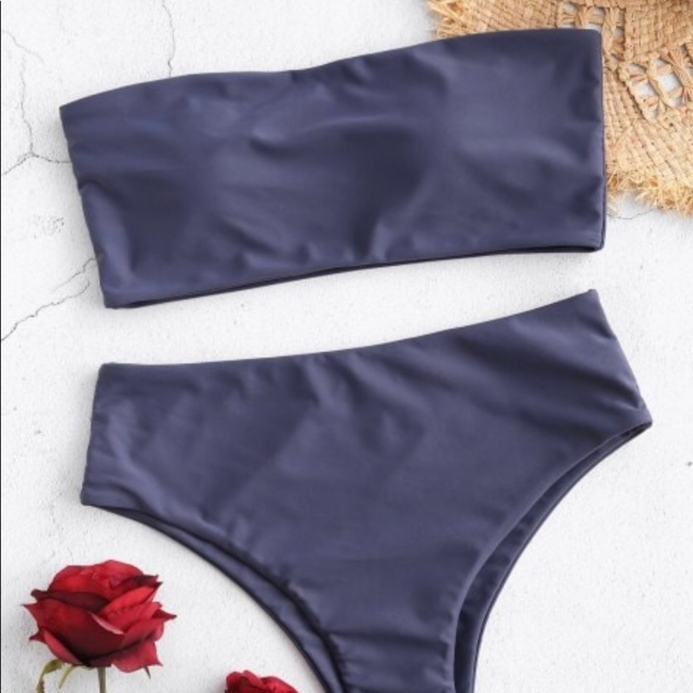 High Waisted Bandeau Bikini Set